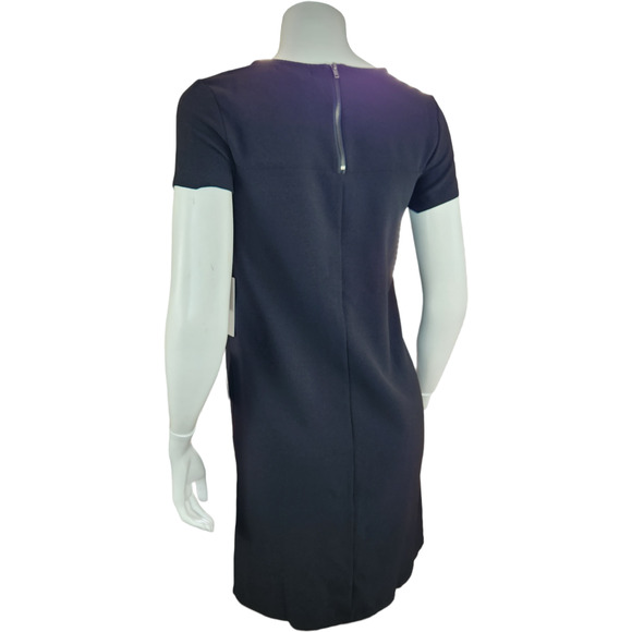 Chelsea 28 Womens XXS Black Midi Short Sleeve Shift Dress Zipper NWT Summer - Picture 6 of 15
